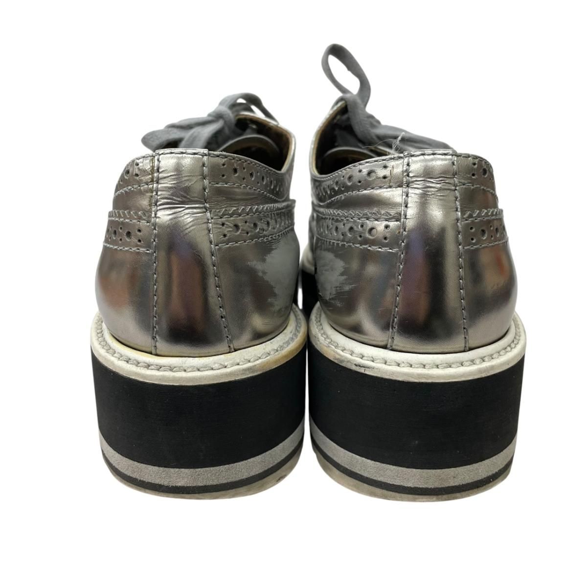 Prada Wingtip Sneakers Silver Metallic Shoes — view 5