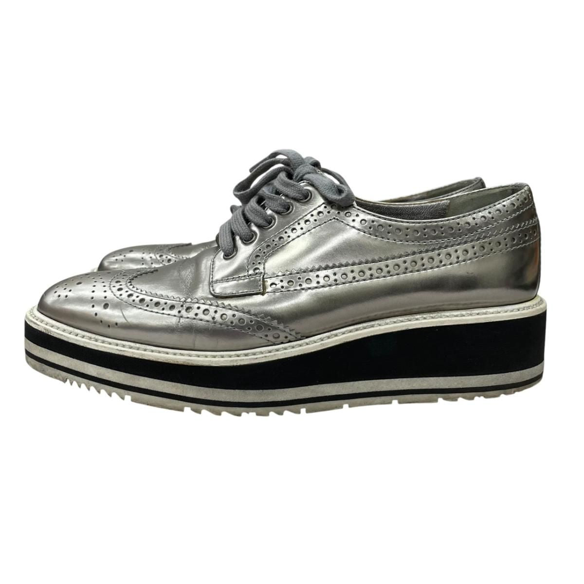 Prada Wingtip Sneakers Silver Metallic Shoes