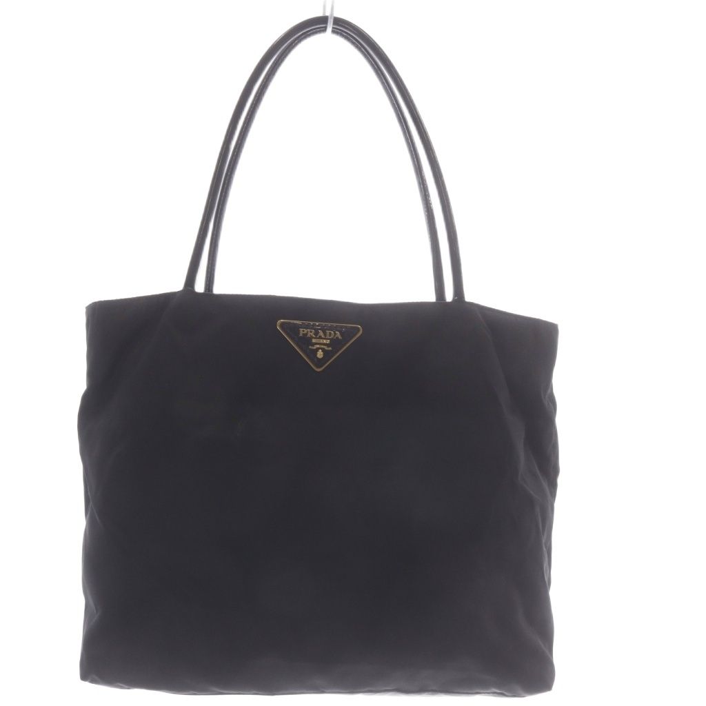Prada Tote Bag Triangular Plate Nylon Black