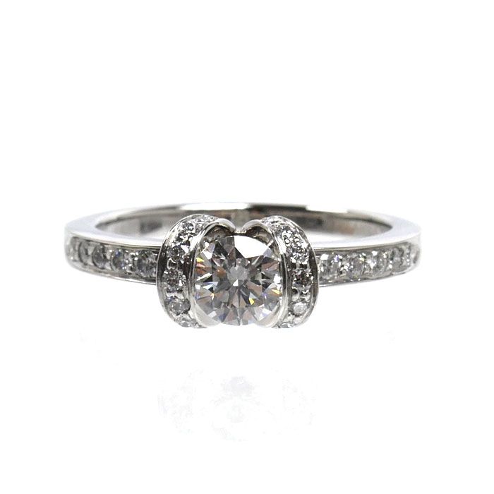 Tiffany & Co Platinum Ribbon Engagement Ring Diamond Vintage — view 3