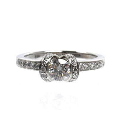 Tiffany & Co Platinum Ribbon Engagement Ring Diamond Vintage — view 3