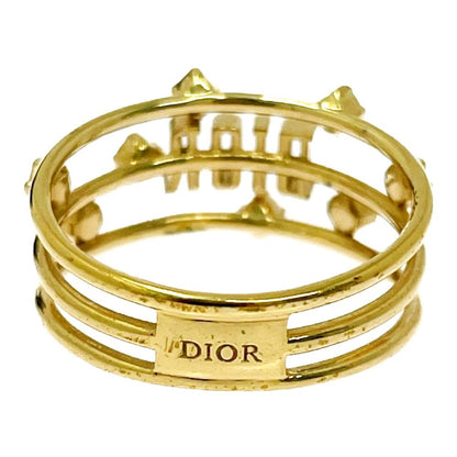 Dior Rhinestone Logo Ring Gold — view 4