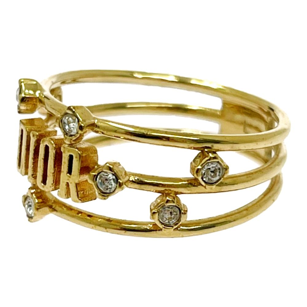 Dior Rhinestone Logo Ring Gold — view 3