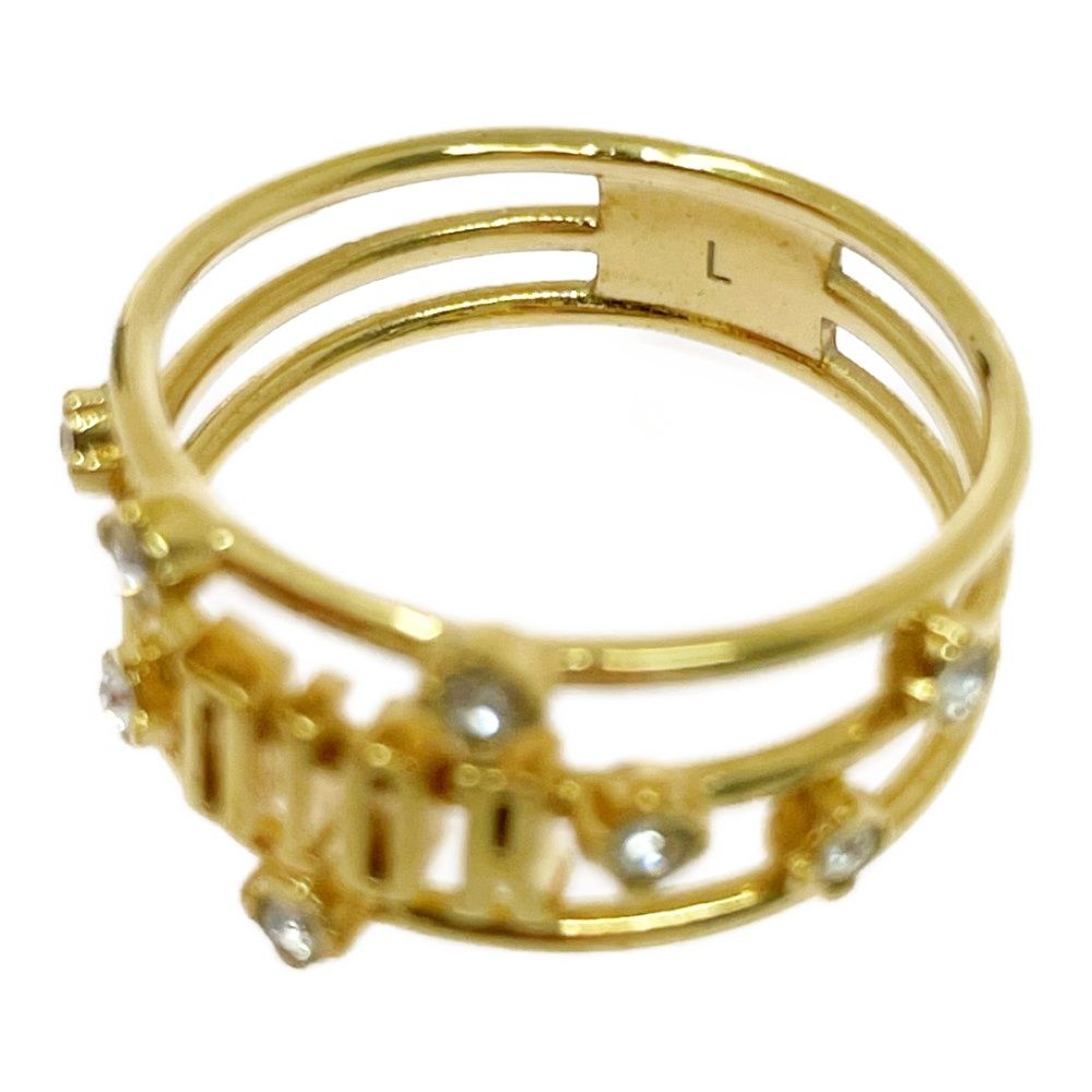 Dior Rhinestone Logo Ring Gold — view 5