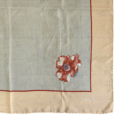 Chanel Scarf Shawl Camellia Silk Beige — view 4