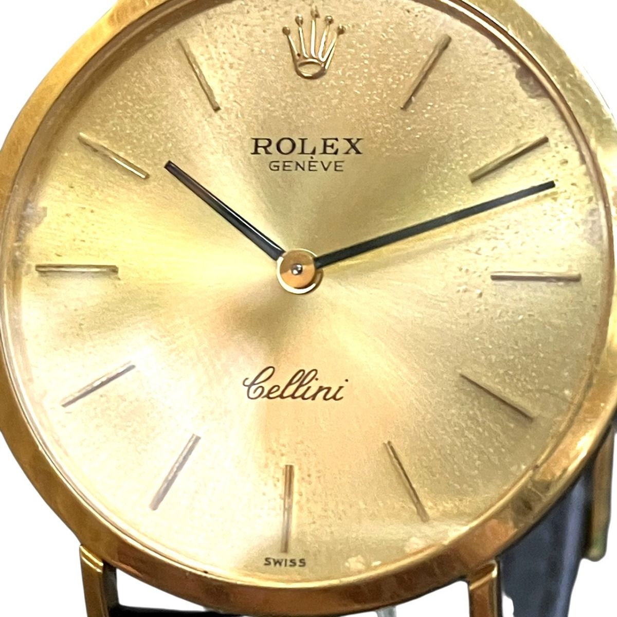 Rolex Cellini Watch 18K Leather Hand Wound Gold Dial — view 4