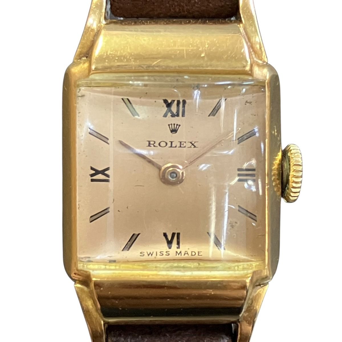 Rolex Precision Watch 18K Linen Hand Wound Gold Dial