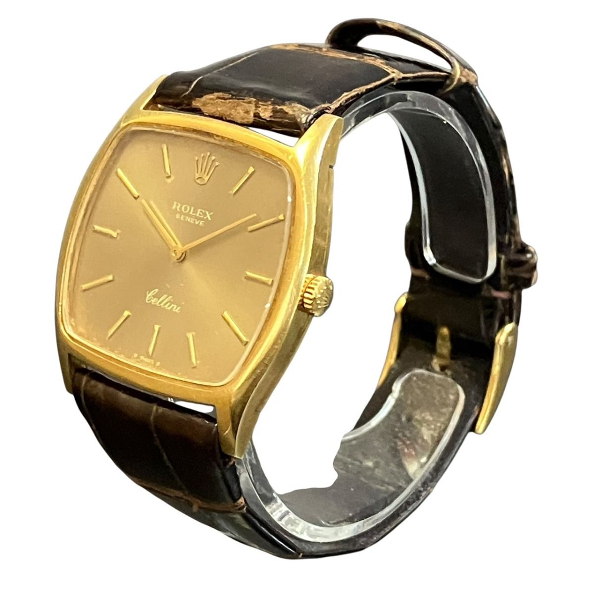 Rolex Cellini 18K Leather Hand Wound Gold Dial — view 2