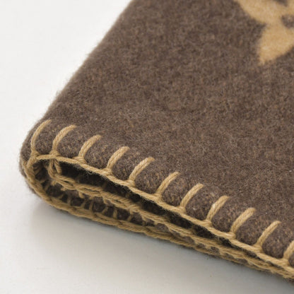 Louis Vuitton Plaid Neo Monogram Blanket Wool Cashmere Brown Beige — view 4