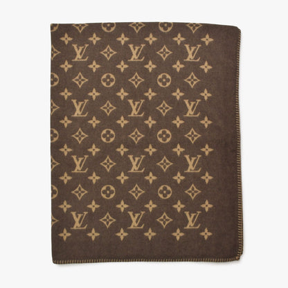 Louis Vuitton Plaid Neo Monogram Blanket Wool Cashmere Brown Beige — view 2