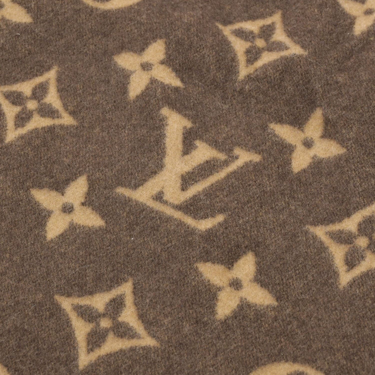 Louis Vuitton Plaid Neo Monogram Blanket Wool Cashmere Brown Beige — view 3