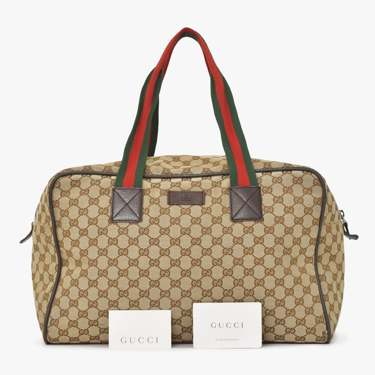 Gucci GG Canvas Boston Bag Sherry Line Brown Beige