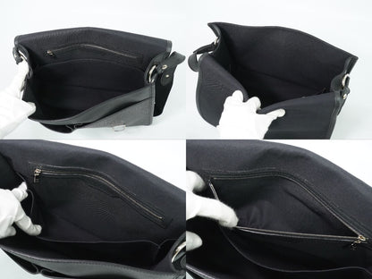 Louis Vuitton LV Arecreasing Lee Taiga Leather Shoulder Bag Ardoise Black — view 8