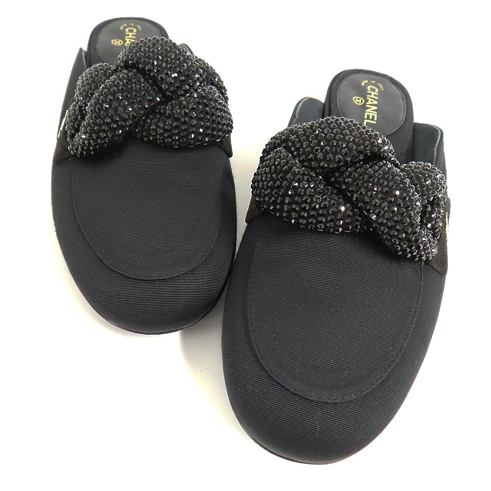Chanel Rhinestone Mules Black — view 3