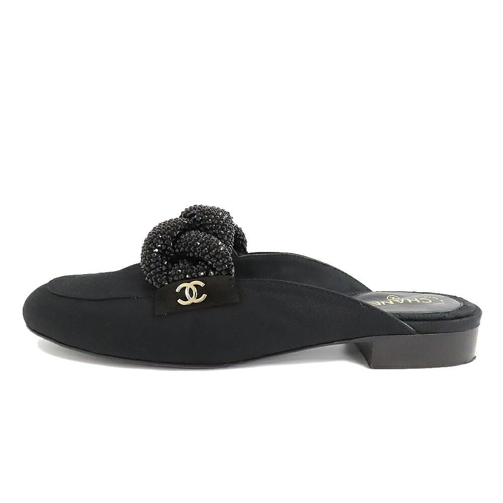 Chanel Rhinestone Mules Black