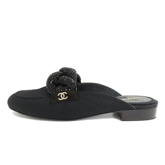 Chanel Rhinestone Mules Black