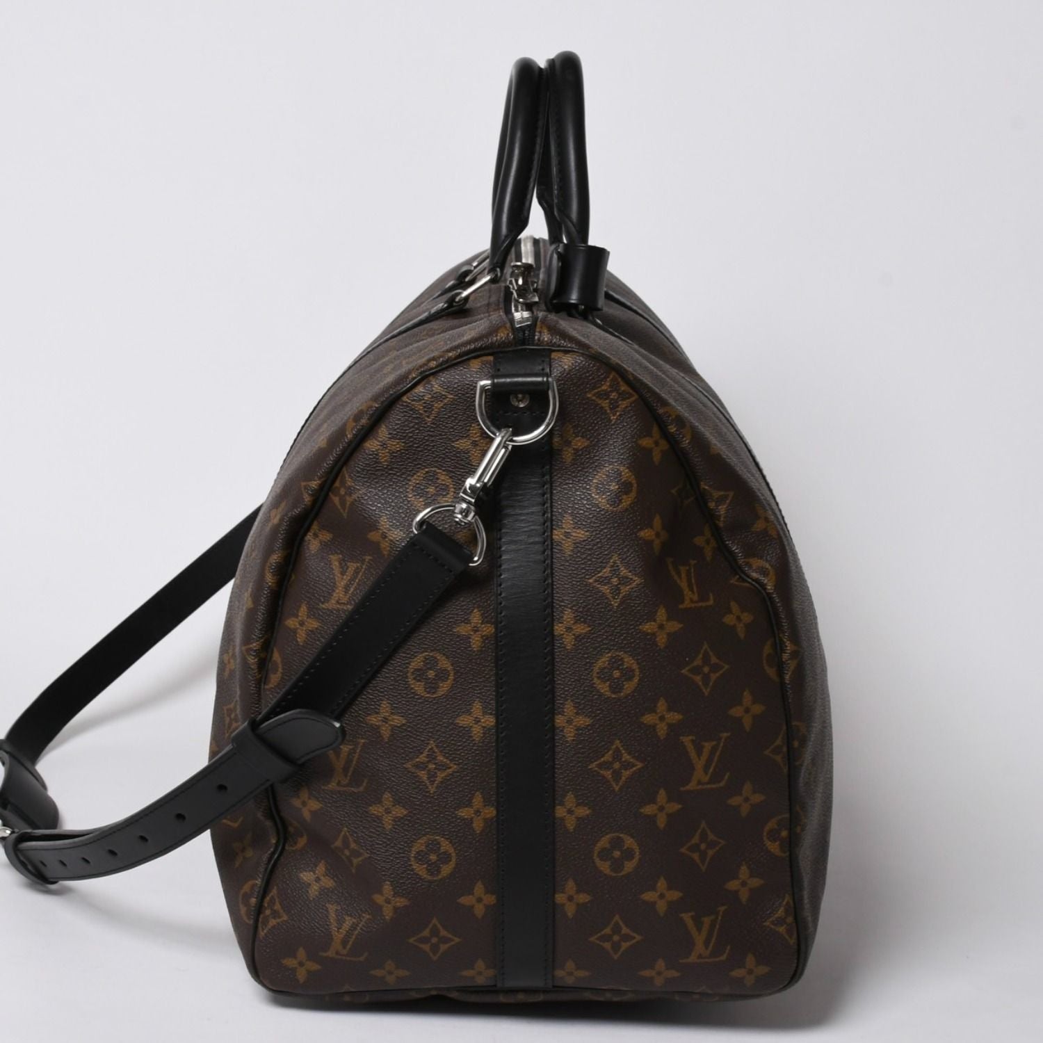 Louis Vuitton Monogram Macassar Keepall Bandouliere 55 Boston Bag Brown Black — view 4