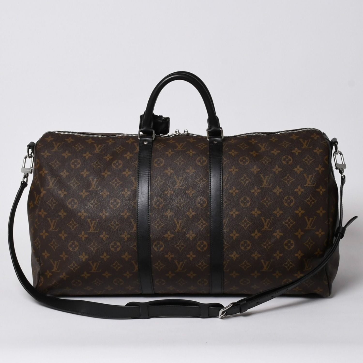 Louis Vuitton Monogram Macassar Keepall Bandouliere 55 Boston Bag Brown Black