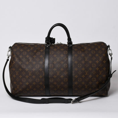 Louis Vuitton Monogram Macassar Keepall Bandouliere 55 Boston Bag Brown Black