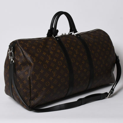 Louis Vuitton Monogram Macassar Keepall Bandouliere 55 Boston Bag Brown Black — view 3