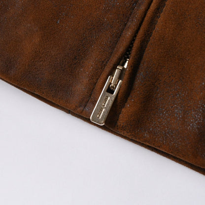 Miu Miu Waxed Suede Leather Jacket Cognac Brown — view 7
