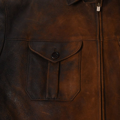 Miu Miu Waxed Suede Leather Jacket Cognac Brown — view 5