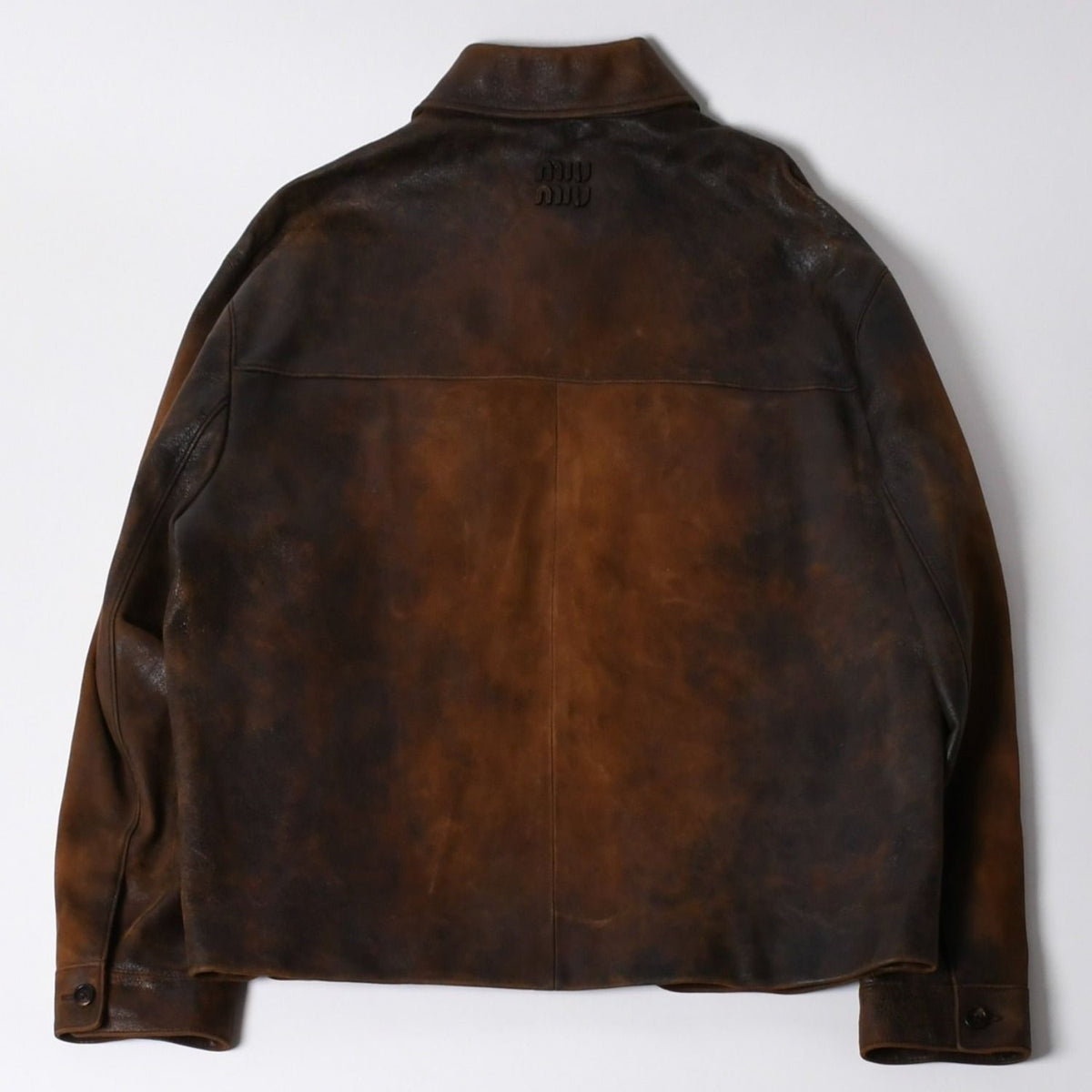 Miu Miu Waxed Suede Leather Jacket Cognac Brown — view 2