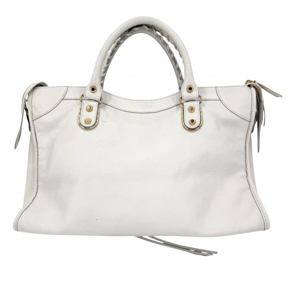 Balenciaga 2-Way Classic Metallic Edge Shoulder Bag Crossbody Leather White — view 2