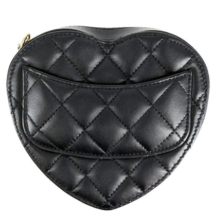 Chanel Shoulder Bag Crossbody Mini Chain Bag Quilted Pochette Heart CC Logo — view 2
