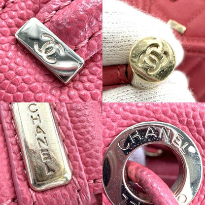 Chanel Backpack CC Filigree Quilted Chain Shoulder CC Logo Caviar Leather Pink — view 6