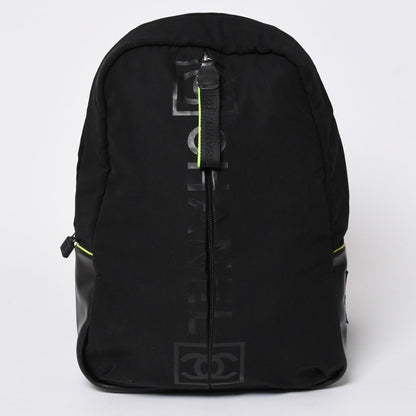 Chanel Sports Line Backpack Black Lime Green Nylon Leather