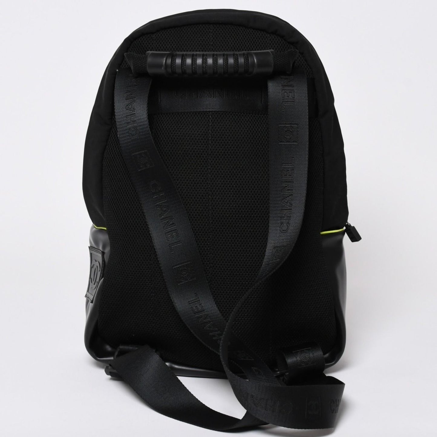 Chanel Sports Line Backpack Black Lime Green Nylon Leather — view 2
