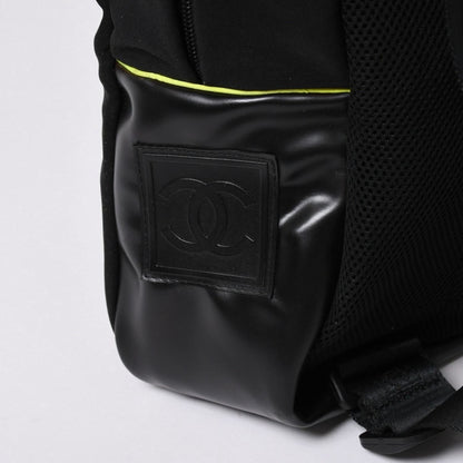 Chanel Sports Line Backpack Black Lime Green Nylon Leather — view 8