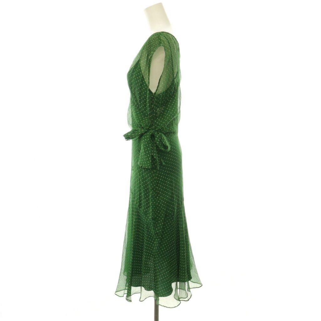 Max Mara Dress Dot Pattern Polka Dot Ribbon White Tag Sleeveless Silk — view 3