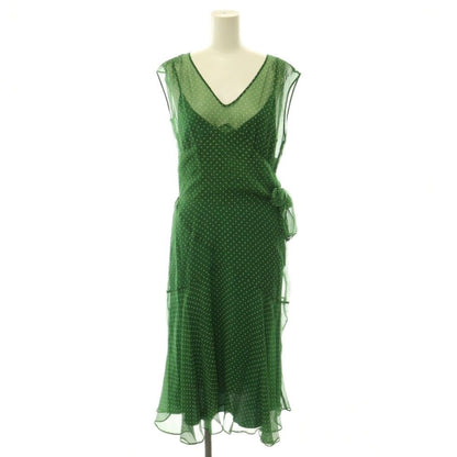 Max Mara Dress Dot Pattern Polka Dot Ribbon White Tag Sleeveless Silk