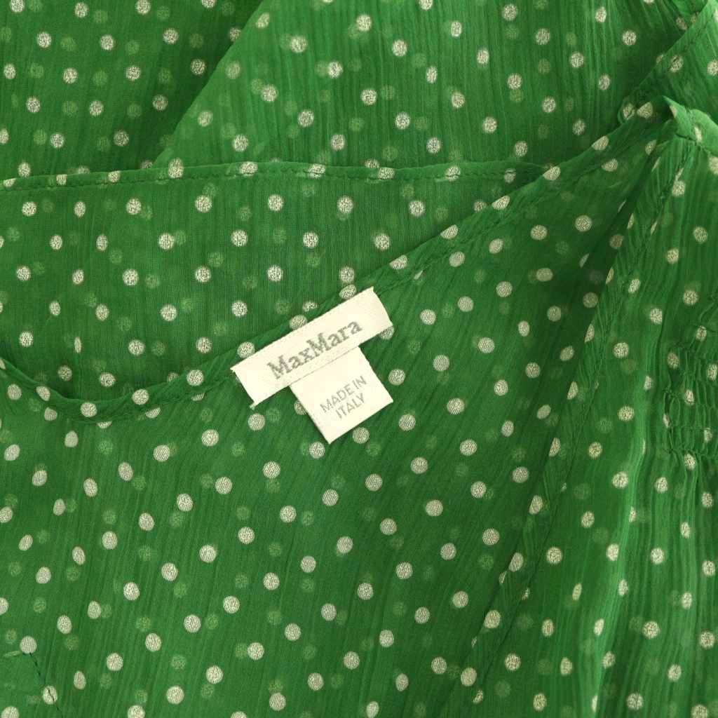 Max Mara Dress Dot Pattern Polka Dot Ribbon White Tag Sleeveless Silk — view 6