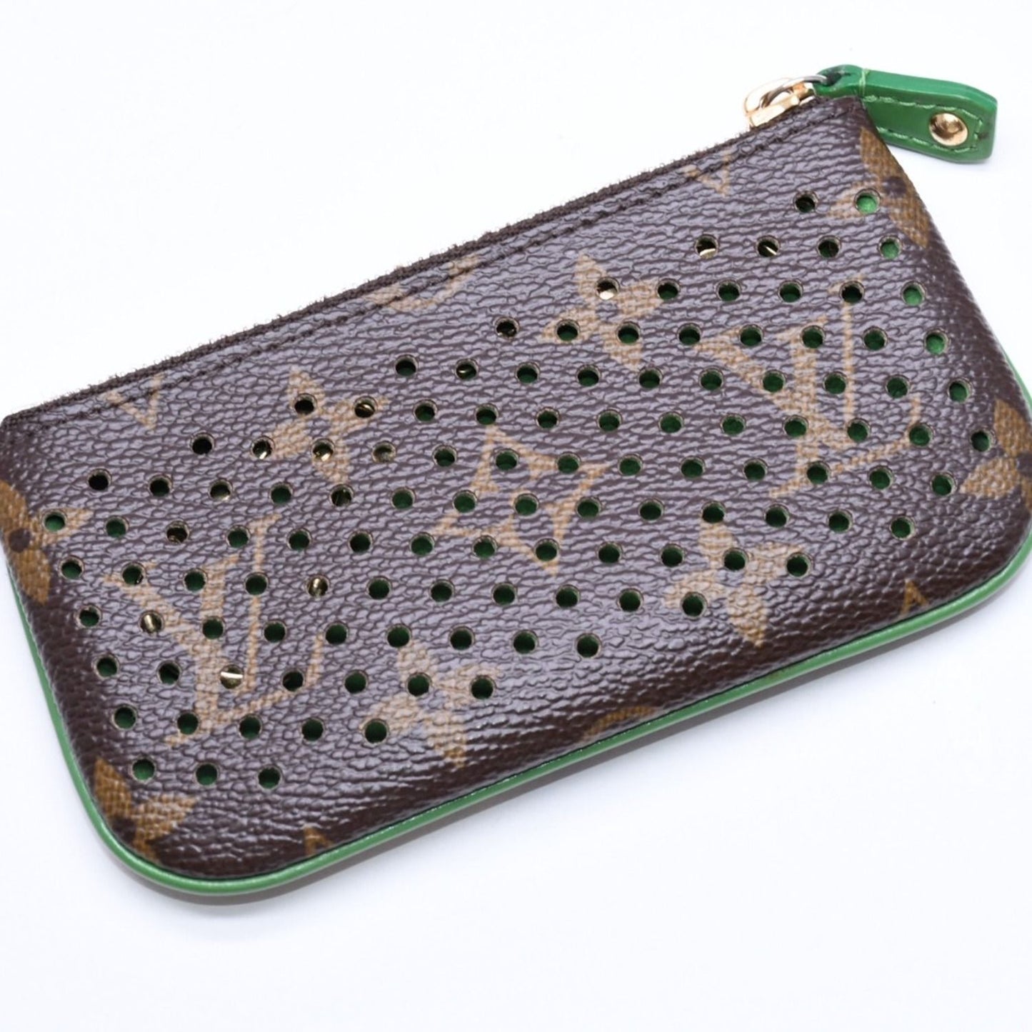 Louis Vuitton Perfo Pochette Cles Coin Purse Monogram Brown Green — view 4