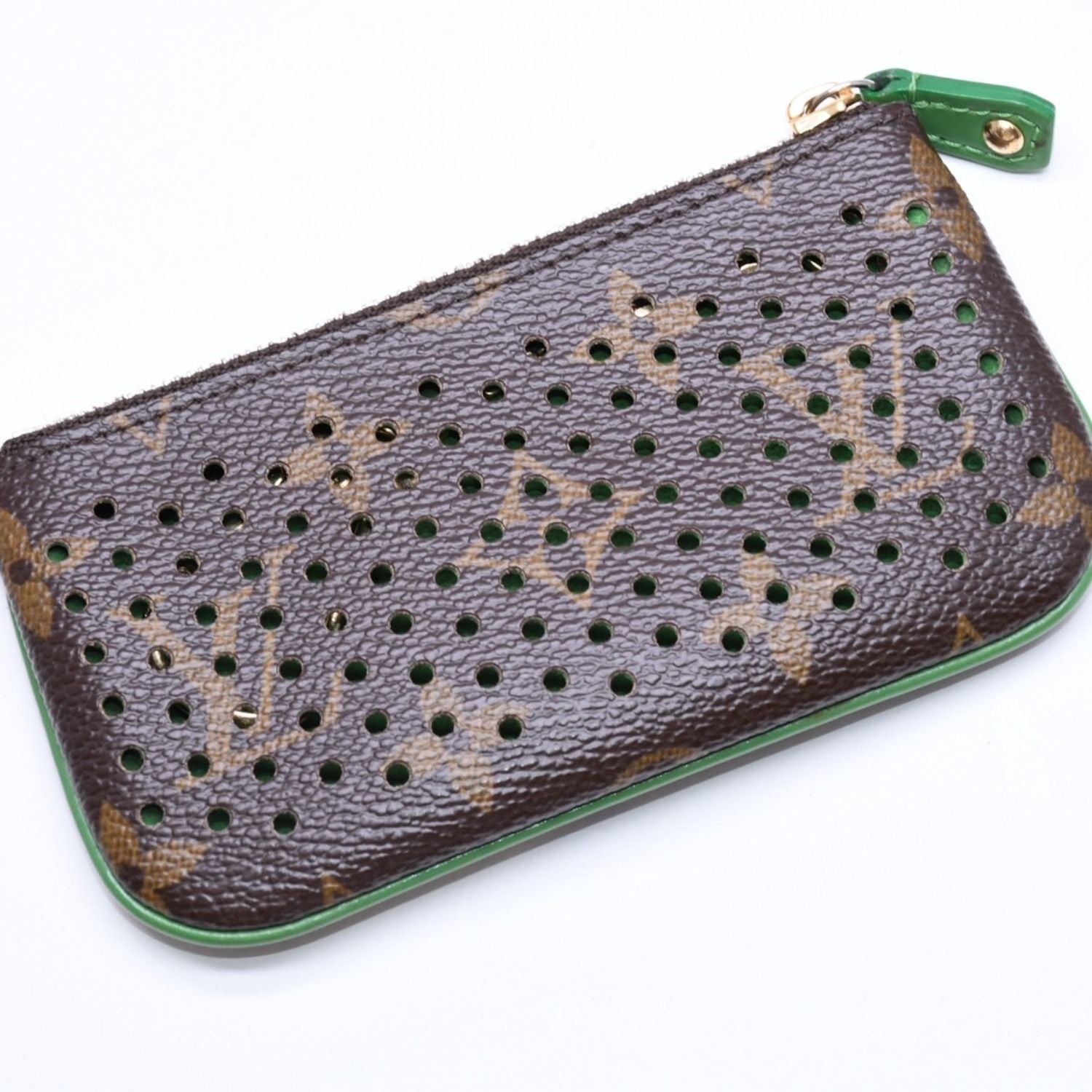 Louis Vuitton Perfo Pochette Cles Coin Purse Monogram Brown Green — view 4