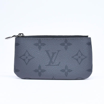 Louis Vuitton Monogram Eclipse Pochette Cles Coin Purse Black Gray