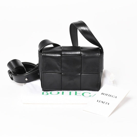 Bottega Veneta Cassette Candy Mini Shoulder Bag Black Leather