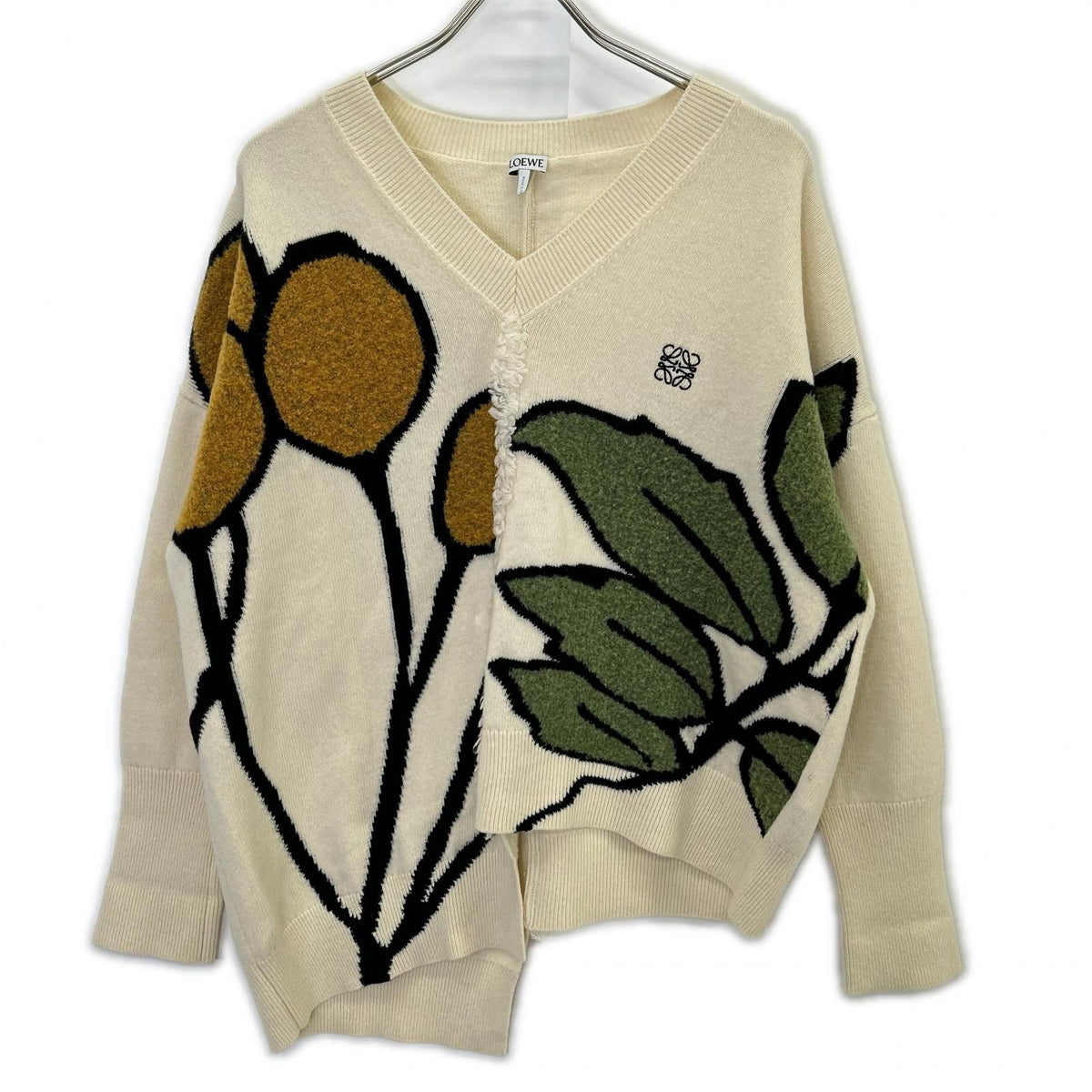 Loewe Ivory Herbarium Agram Neck Deformed Knit XS Sweater