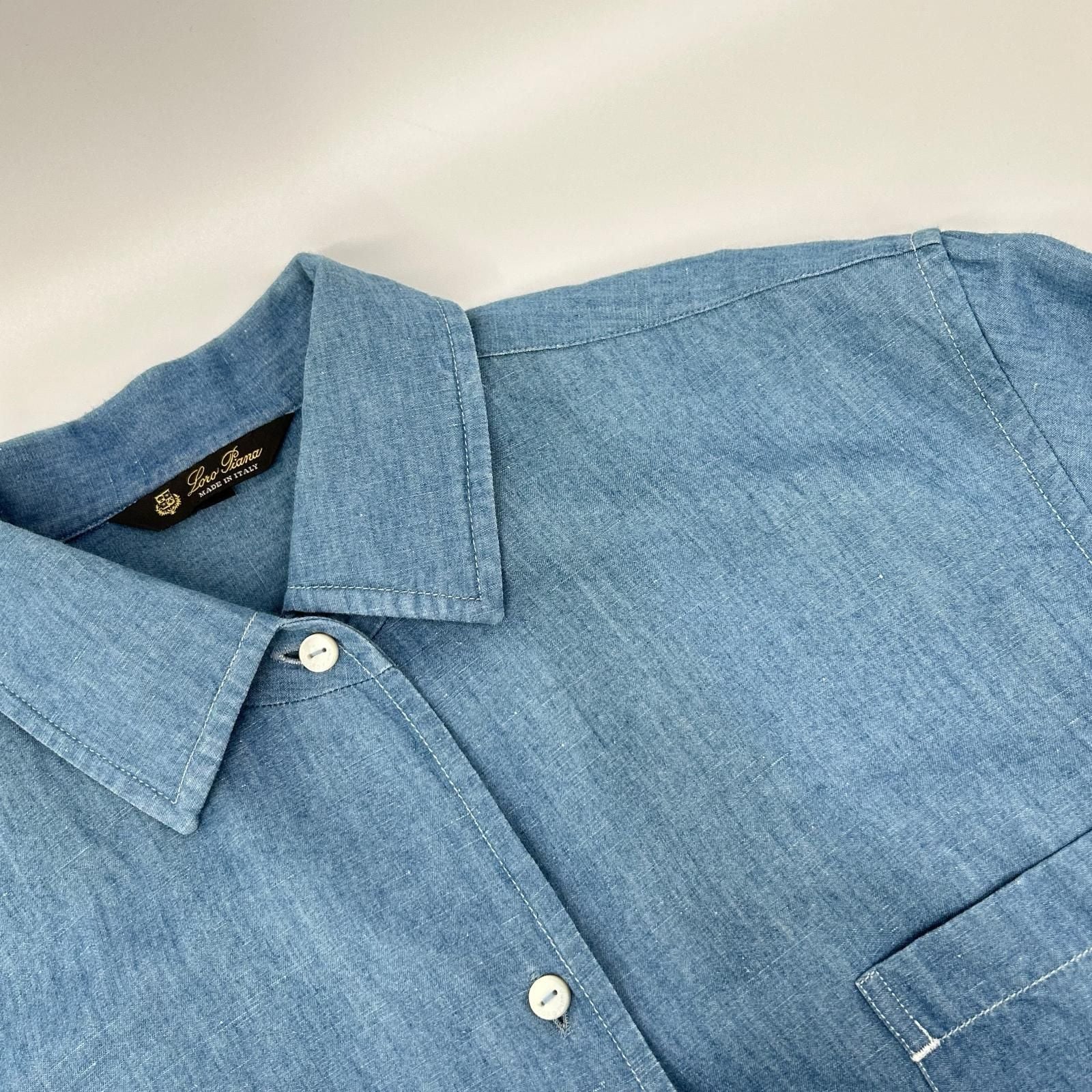 Loro Piana Light Blue Cotton Linen Shirt — view 7