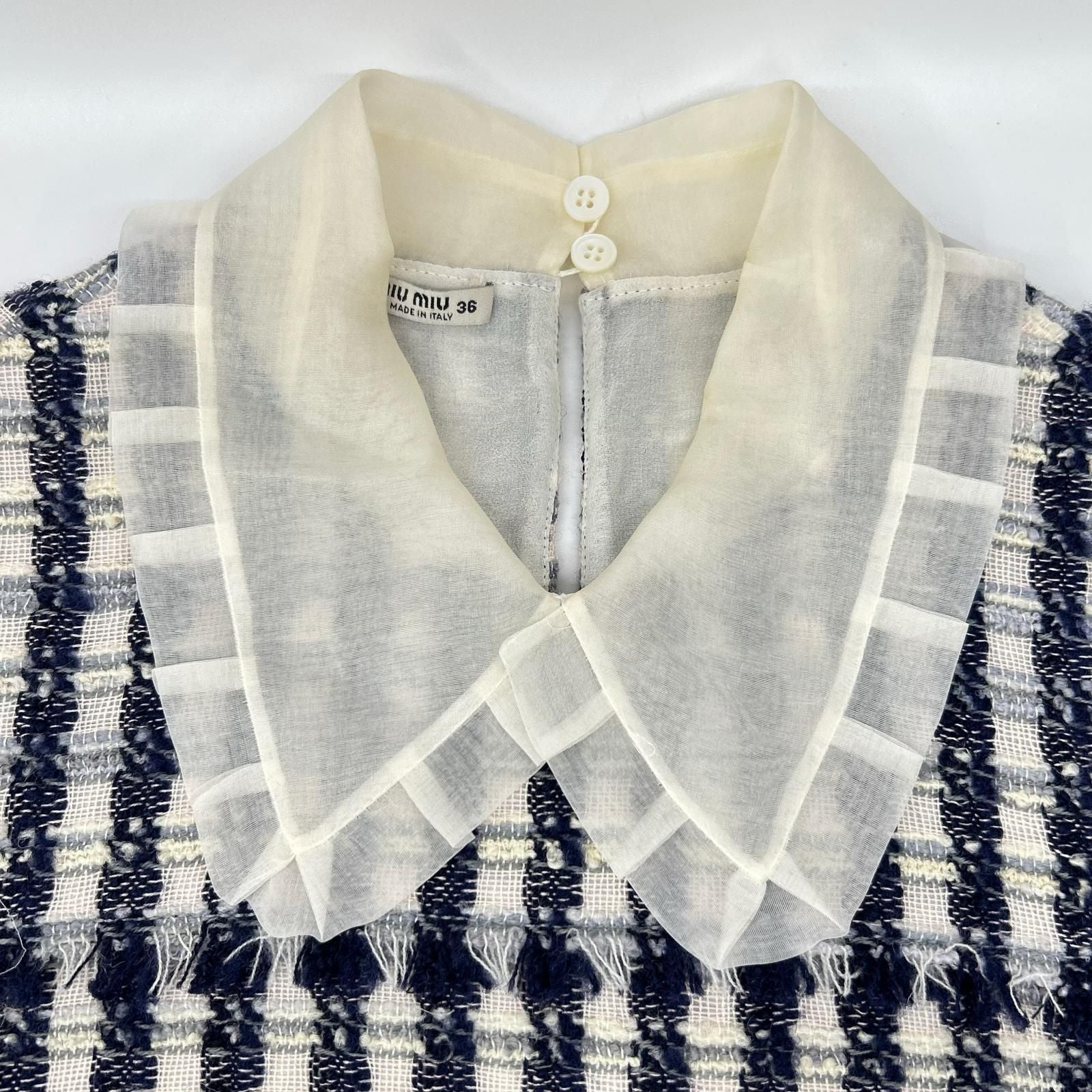 Miu Miu Lace Color Sleeveless Tweed Dress 36 — view 8