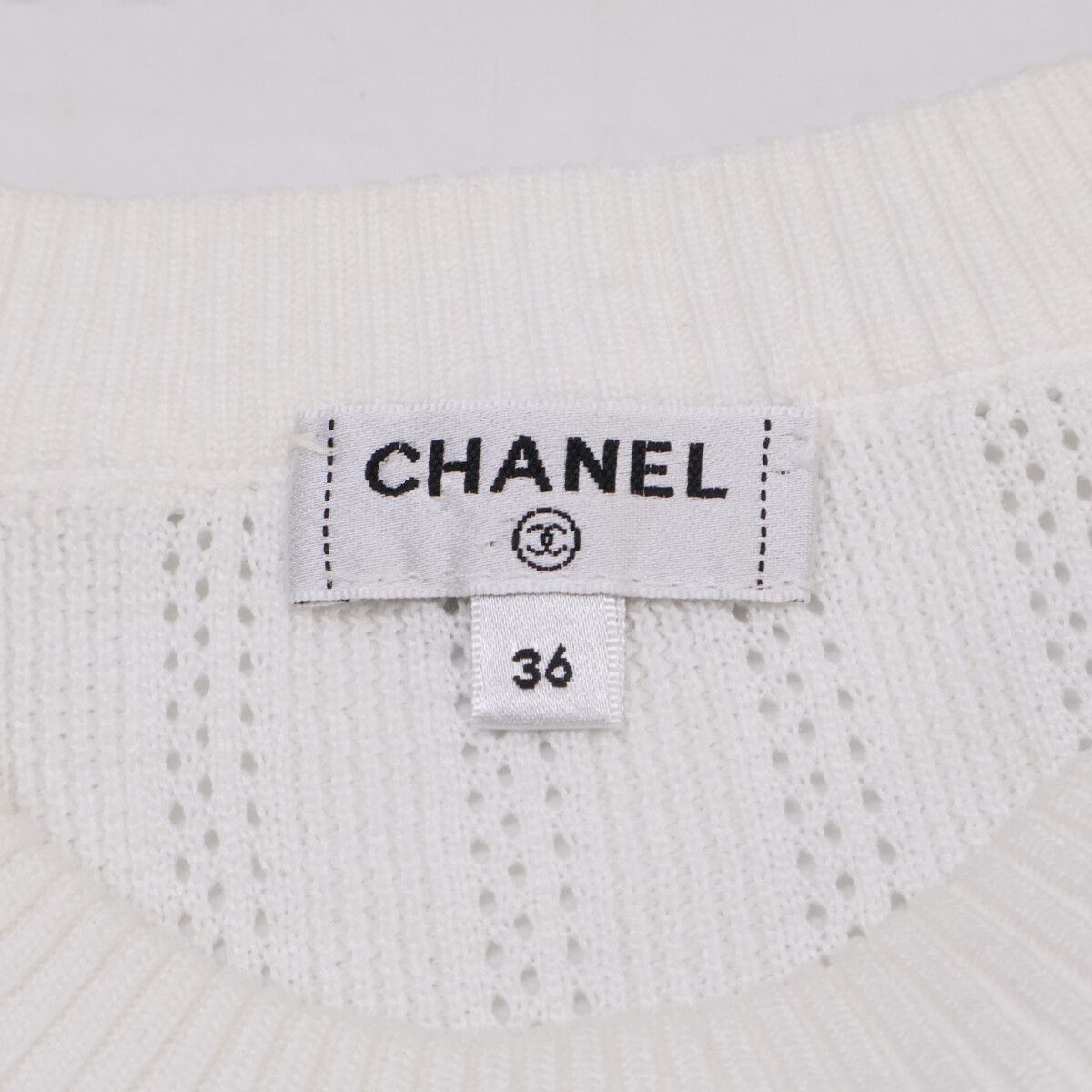 Chanel CC Logo Cotton Half Sleeve Knit Sweater 36 — view 5