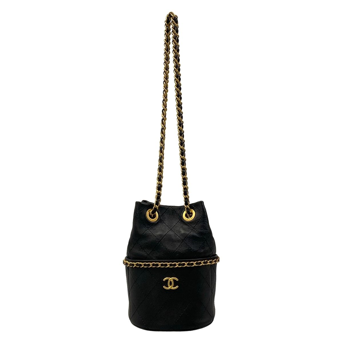 Chanel Shoulder Bag Black Chain Vintage Gold Lambskin
