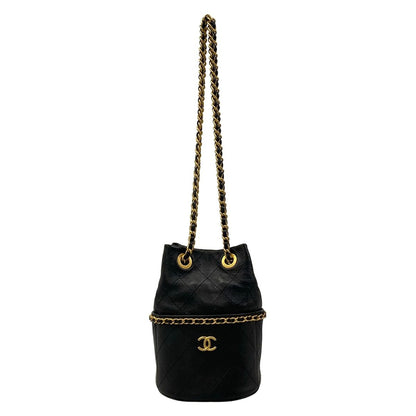 Chanel Shoulder Bag Black Chain Vintage Gold Lambskin