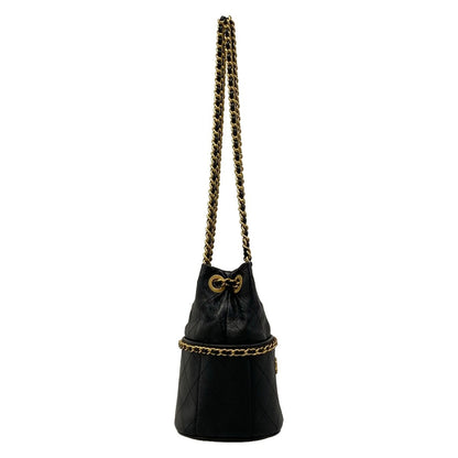 Chanel Shoulder Bag Black Chain Vintage Gold Lambskin — view 2
