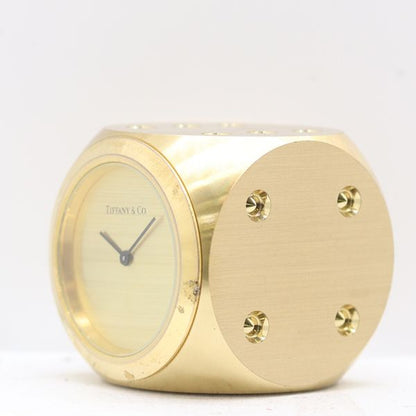 Tiffany & Co Dice Clock Quartz Gold Dial Table — view 3