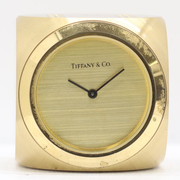 Tiffany & Co Dice Clock Quartz Gold Dial Table