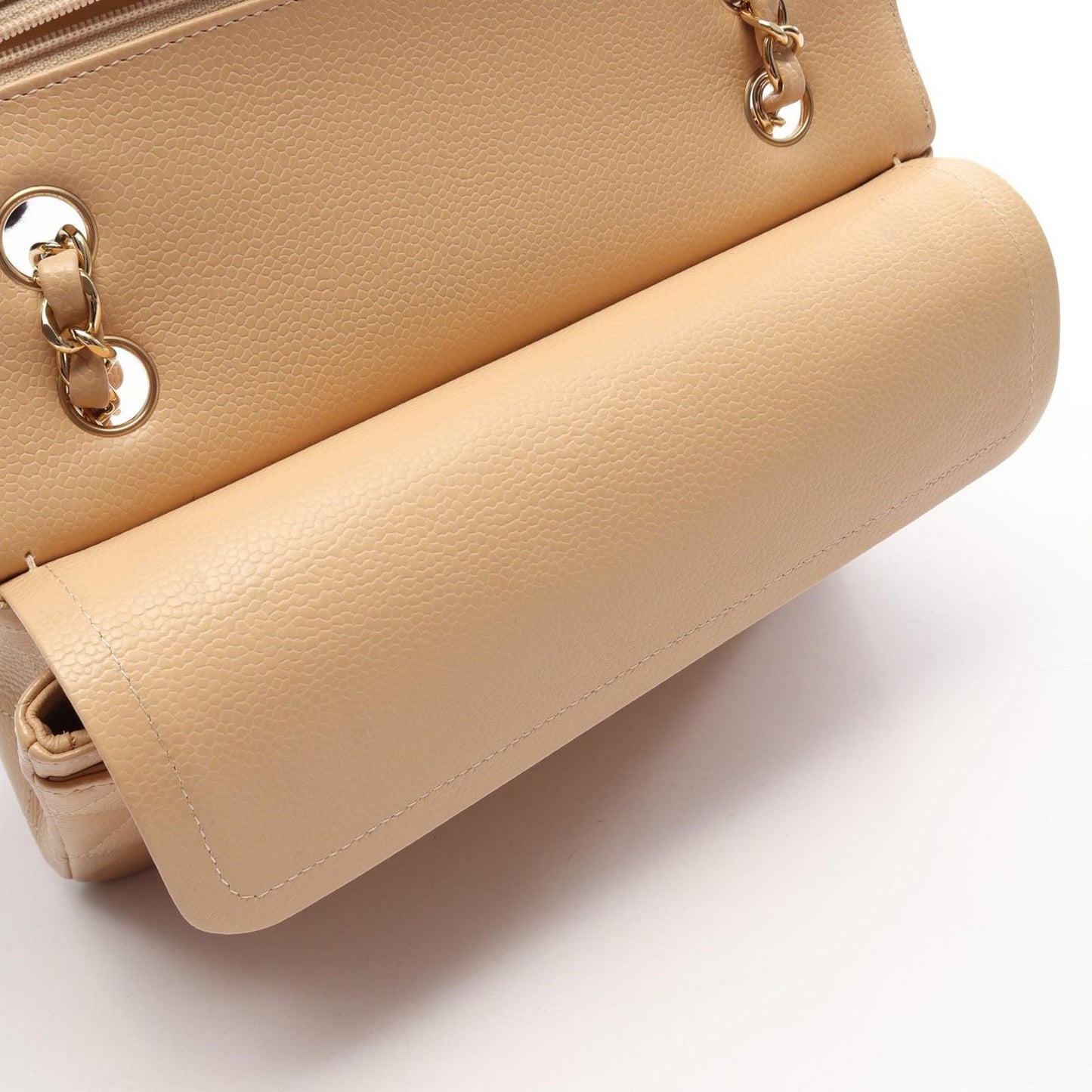 Chanel Shoulder Bag Quilted Double Flap Beige Caviar Leather Chain — view 7